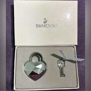 Swarovski Silver Heart Lock and Key Charm
